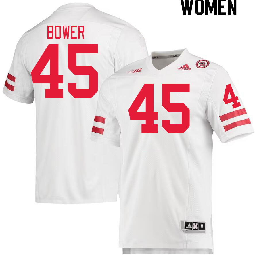 Women #45 Jacob Bower Nebraska Cornhuskers College Football Jerseys Stitched Sale-White